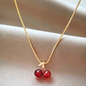 Elegant Gold Cherry Pendant Necklace